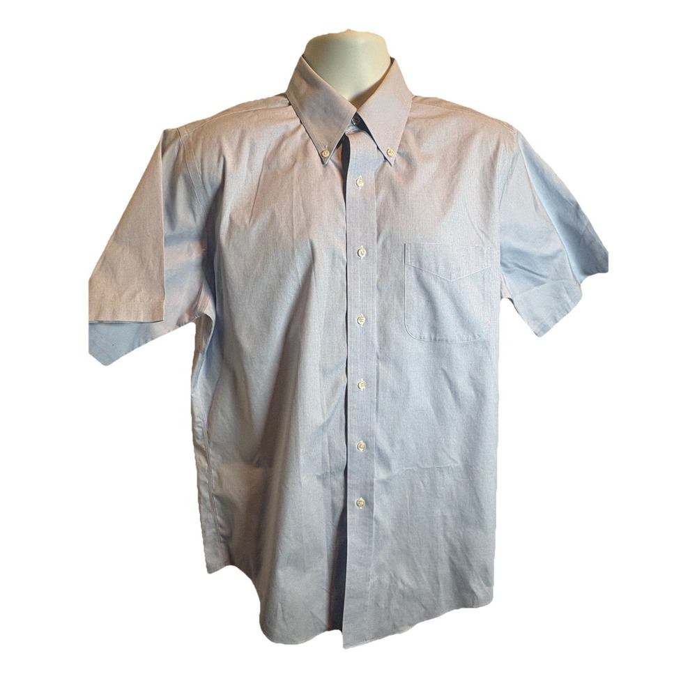 Brooks Brothers Mens 16 Blue Non-Iron Cotton Short Sleeve Button Down Shirt